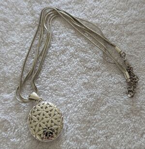 Flower Of Life Silver Tone Round Filigree Double Strand Necklace